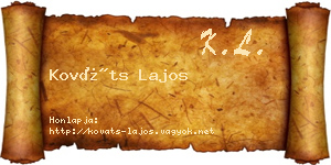 Kováts Lajos névjegykártya